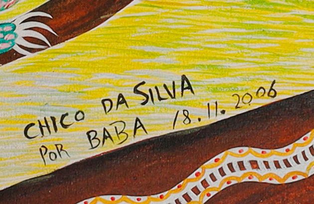 绘制签名的局部: «CHICO DA SILVA / POR BABA»