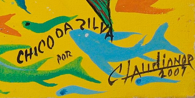 绘制签名的局部: «CHICO DA ZILVA / POR / CLAUDIONOR»